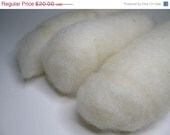 INVENTORY SELL DOWN Creamy White, Hand Washed, Carded 4.2 Ounces, Smooth Fiber Batt Set