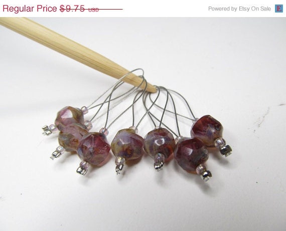 INVENTORY SELL DOWN Stitch Markers, Handmade with Glass Beads, Set of 7