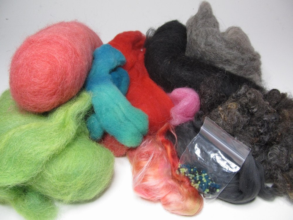 Neon Nights, Make Your Own Art Yarn Kit, Alpaca, Wool and More