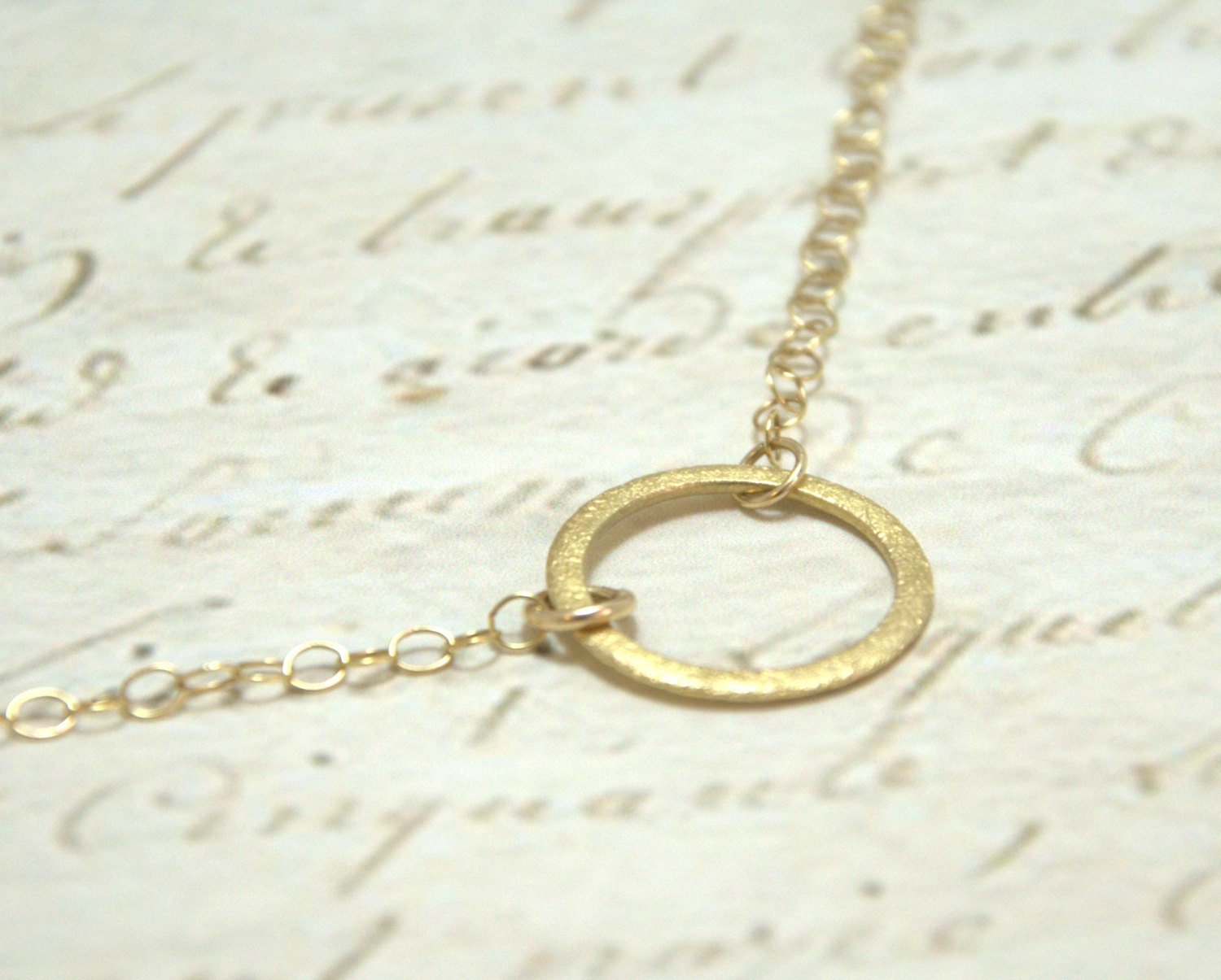 Gold Circle, Gold Pendant Necklace, Hoop Pendant, Gold Filled Necklace, Elegant Necklace
