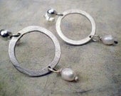 Circle earrings, sterling silver post earrings