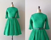 vintage 50s dress / chiffon 1950s dress / Girl Gone Green dress