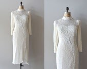 vintage 80s beaded dress / silk chiffon dress / Heartbreaker dress