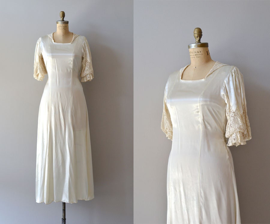 1930s wedding dress / 30s dress / bias silk / On This Day dress