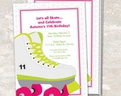 PRINT & SHIP Neon Roller Skate Birthday Party Invitations (set of 12) Il_170x135