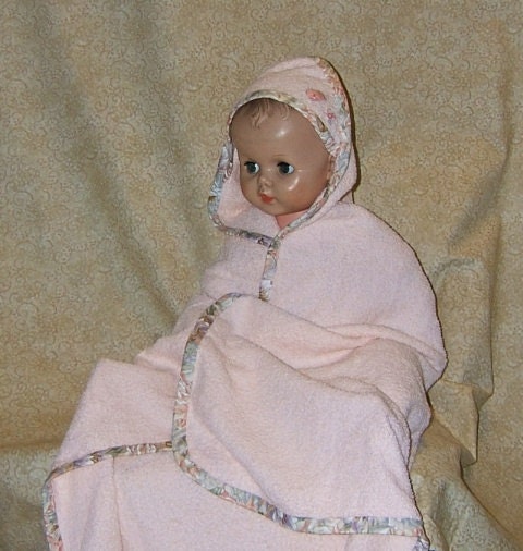 Bath Towel Hooded with Fairy Fabric Trim Photo Prop All cotton terry cloth baby toddler infant child ooak