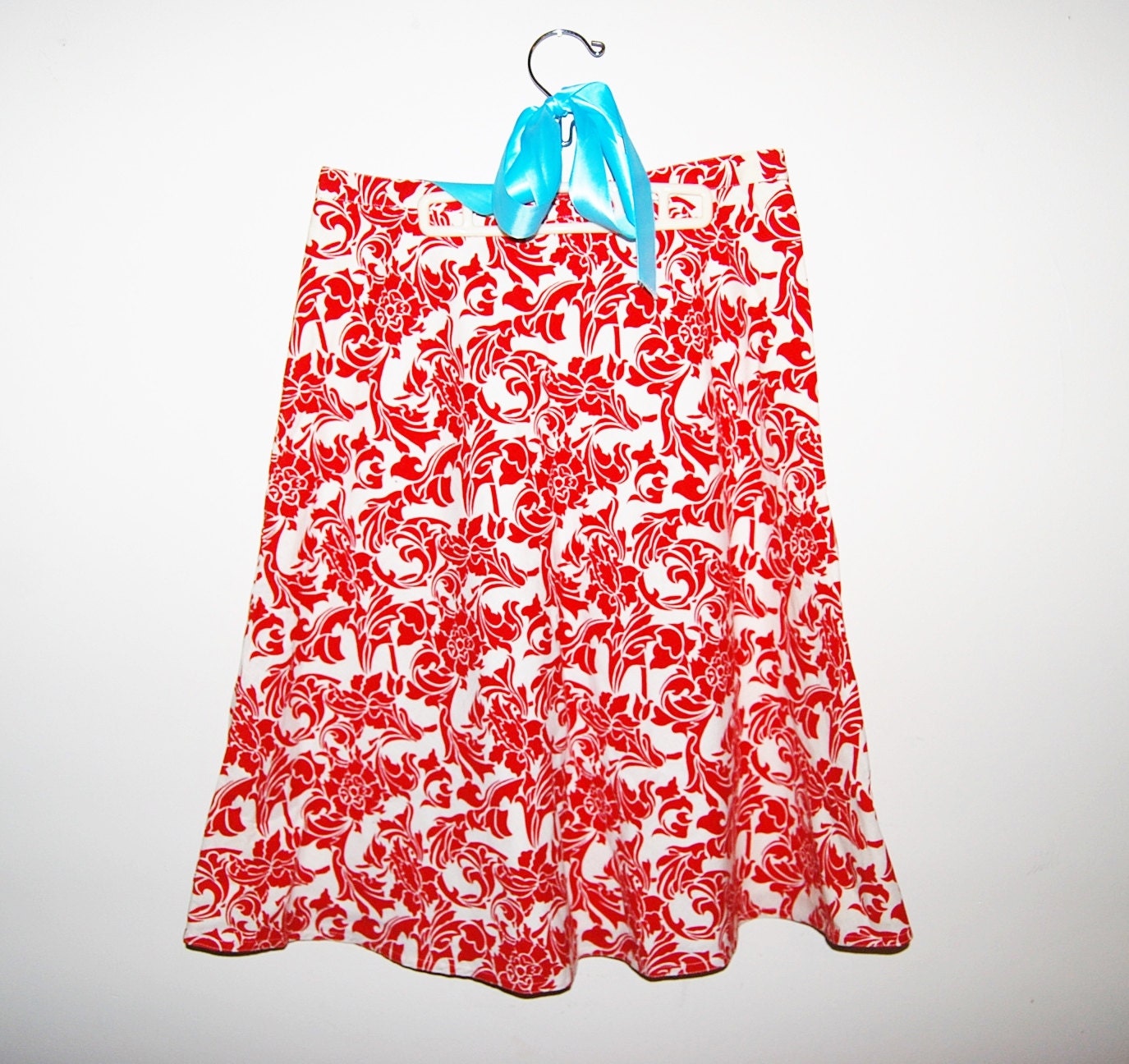 Vintage Skirt Red and White Flirty Flare