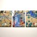 Trio of Spatter n Drip Mini Sketchbooks - Recycled Materials - Painted Brown Paper Bag Covers - Stab Bound
