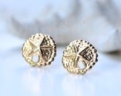 Gold Sand Dollar Post Earrings