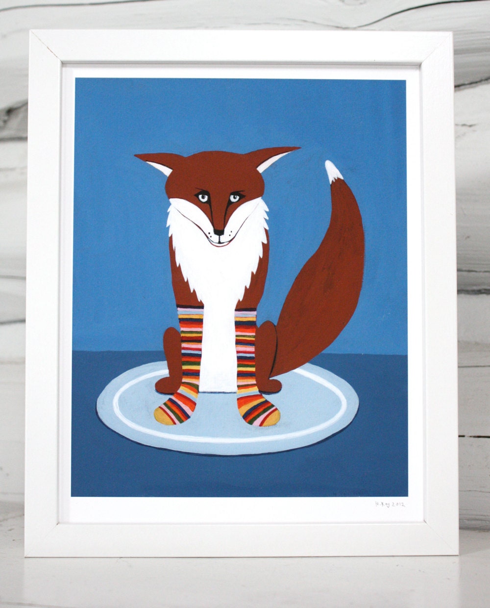 Fox in Sox nursery art print