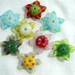 Lampwork Glass Flower Beads - 8 Diff Realistic Fused Glass Flower Beads w/ Polka Dots