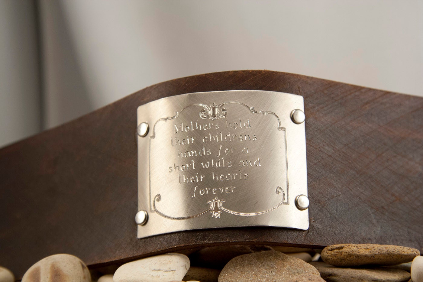 Mothers hold their childrens hands diamond glint leather cuff