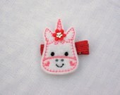 Mia the Magical Unicorn Clippie, White and Pink Hair Clip