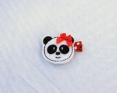 Pandora the Pretty Panda Clippie, Black, White, and Red Panda Hair Clip