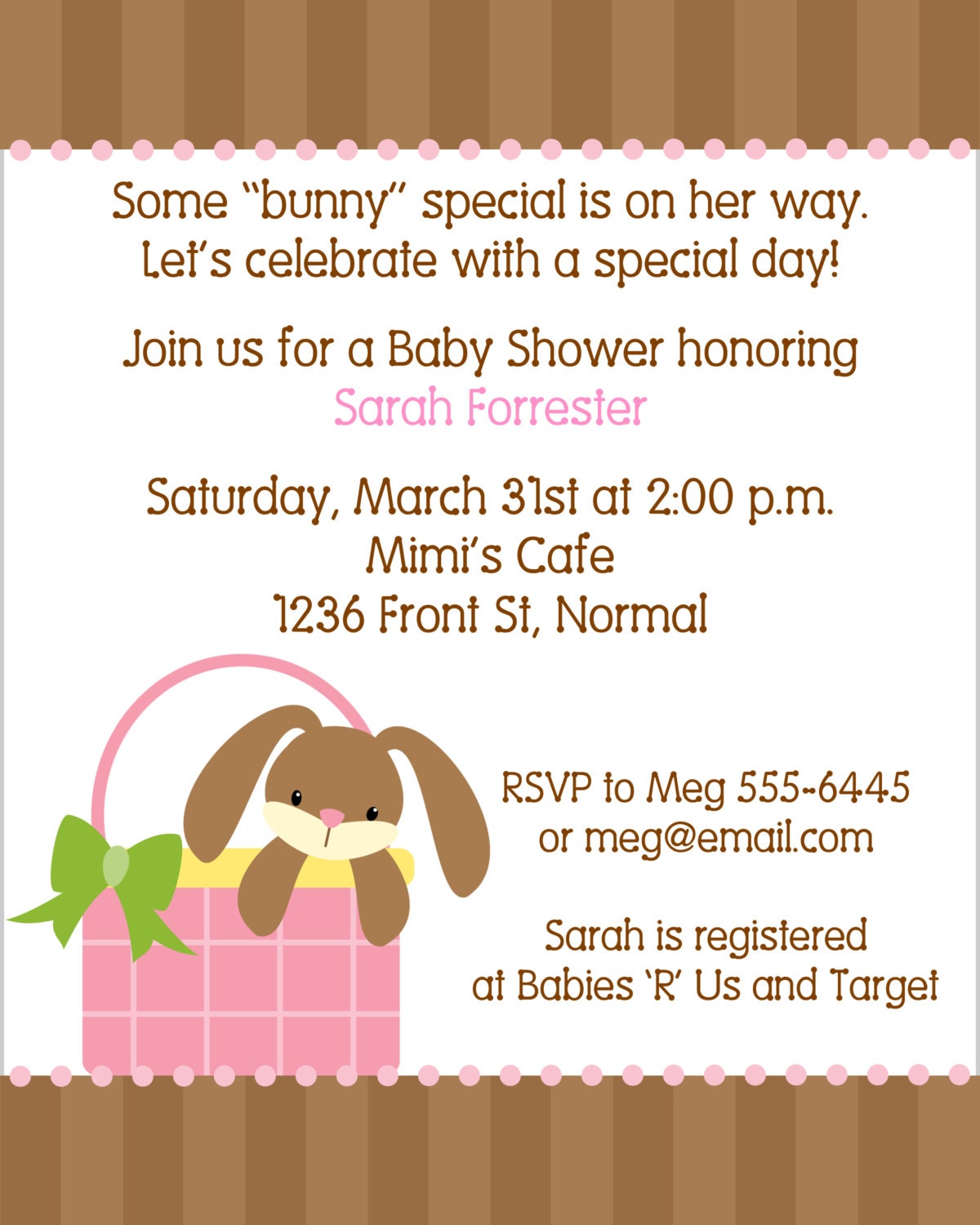 Pink Easter Bunny Baby Shower Invitations Il_570xn