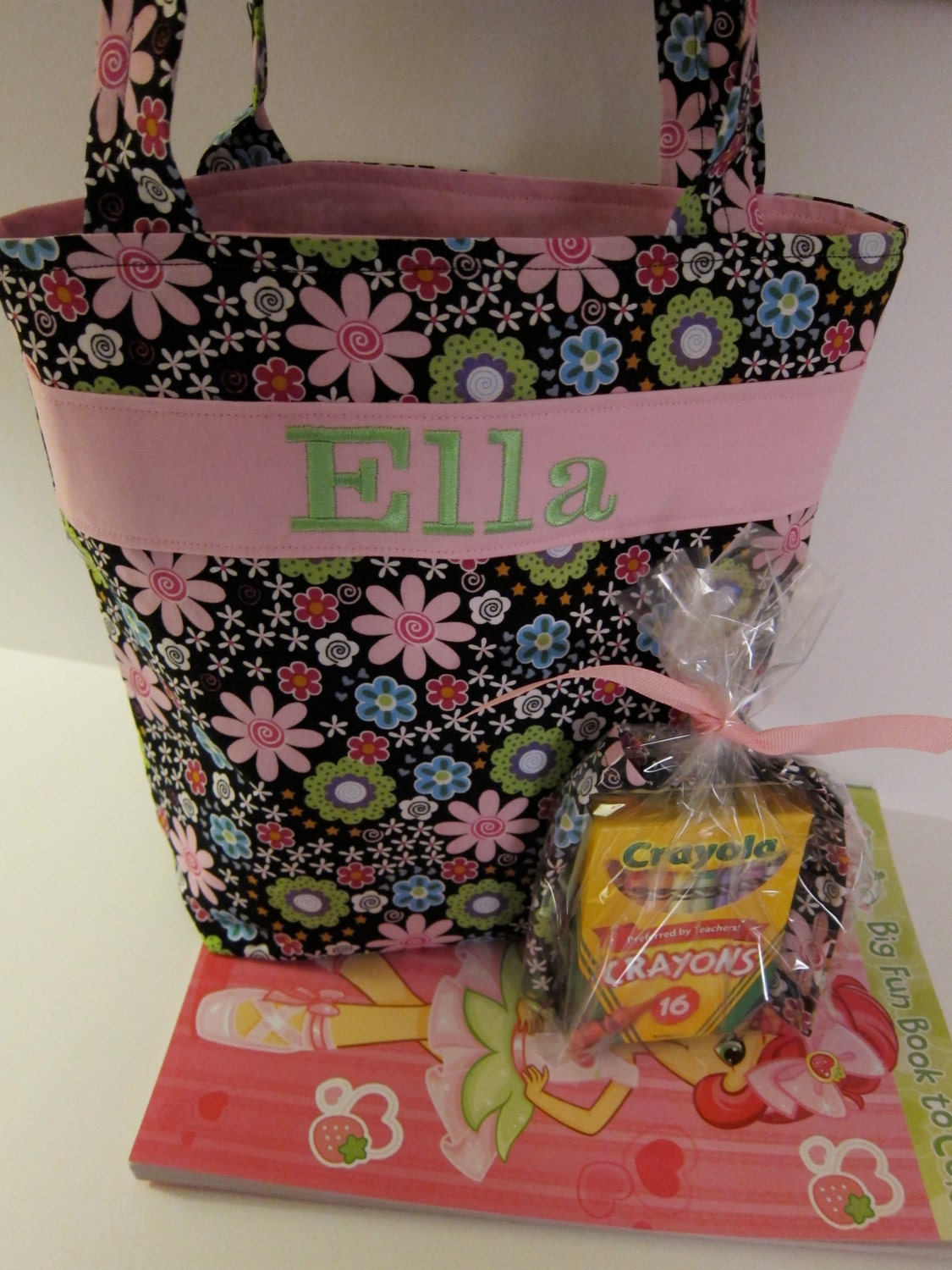 Flower Girl Gift, Quiet Tote, Personalized Kids Tote with Crayon Roll, Design Your Own, 100s Fabric Choices
