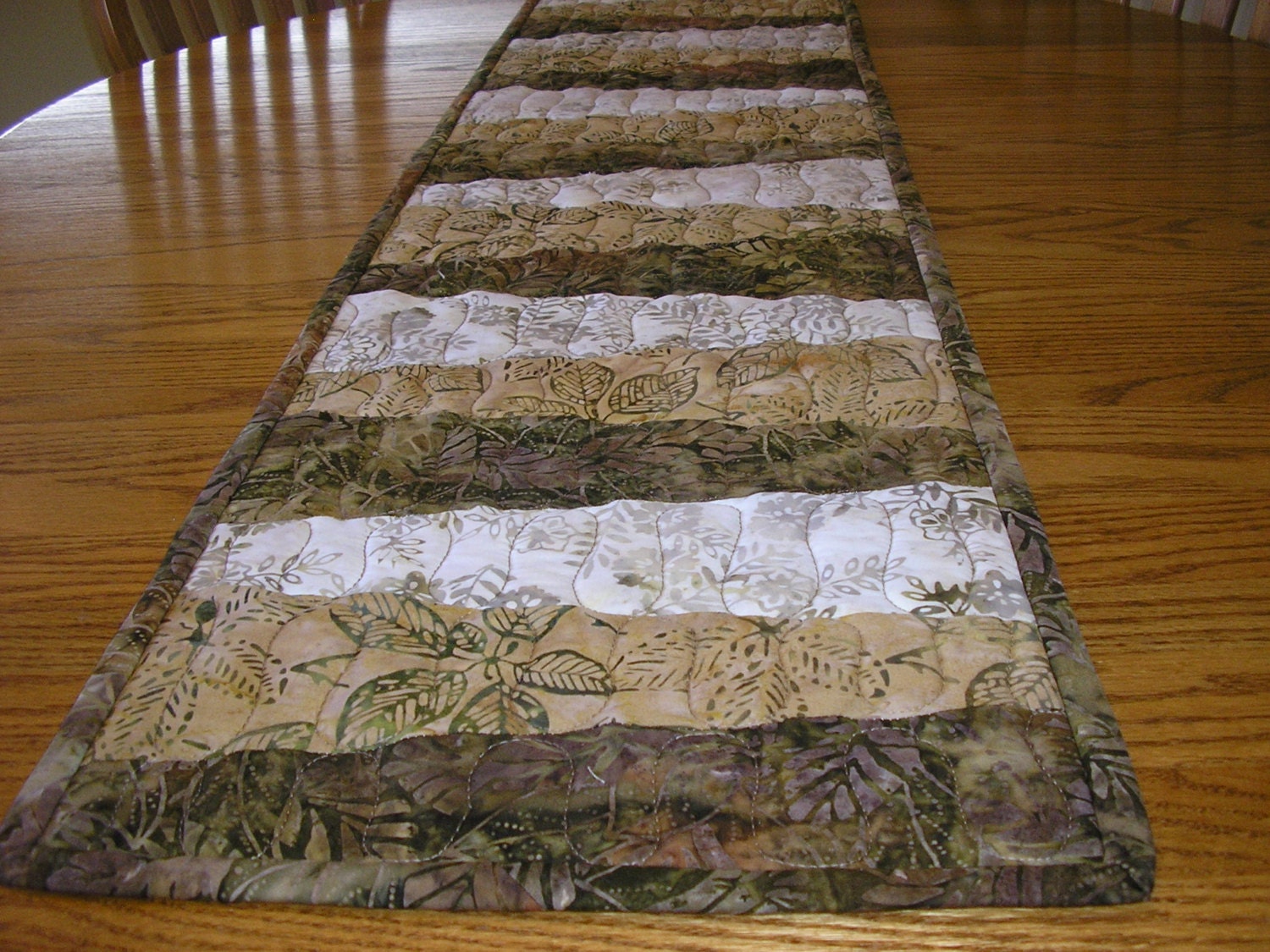 Batik Neutral Print Runner  12 1/2 x 50 inches