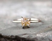 Raw Uncut Rough Diamond Engagement Ring  - 14K White Gold Engagement Ring -  Rough Diamond Gemstone Ring