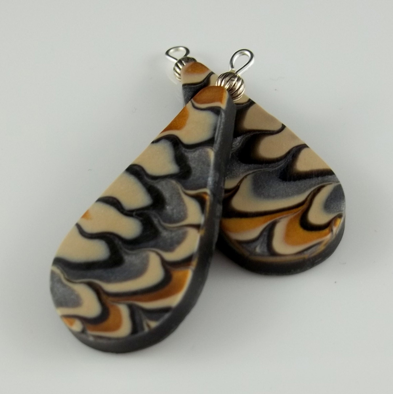 Art Beads for Earrings in Silver and Bronze Gold