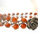 Beaded Wire Bracelet, Caramel Czech Glass Antiqued Brass Floral Button Braided Bracelet, Jewelry