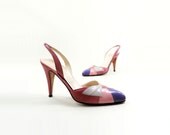 Vintage 80s Pink Muave High Heel Shoe Slingback Heel / 8