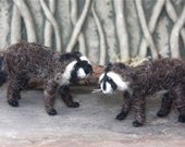 Needle felt Raccoons wire armature poseable natural wool woodland animals (woolcrazy)