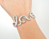 LOVE Cuff  - Hand Hammered Wire Work Bracelet - Choose Your Color