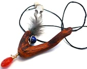Walk Empowered in Beauty - Driftwood Necklace with Carnelian and Lapis Lazuli