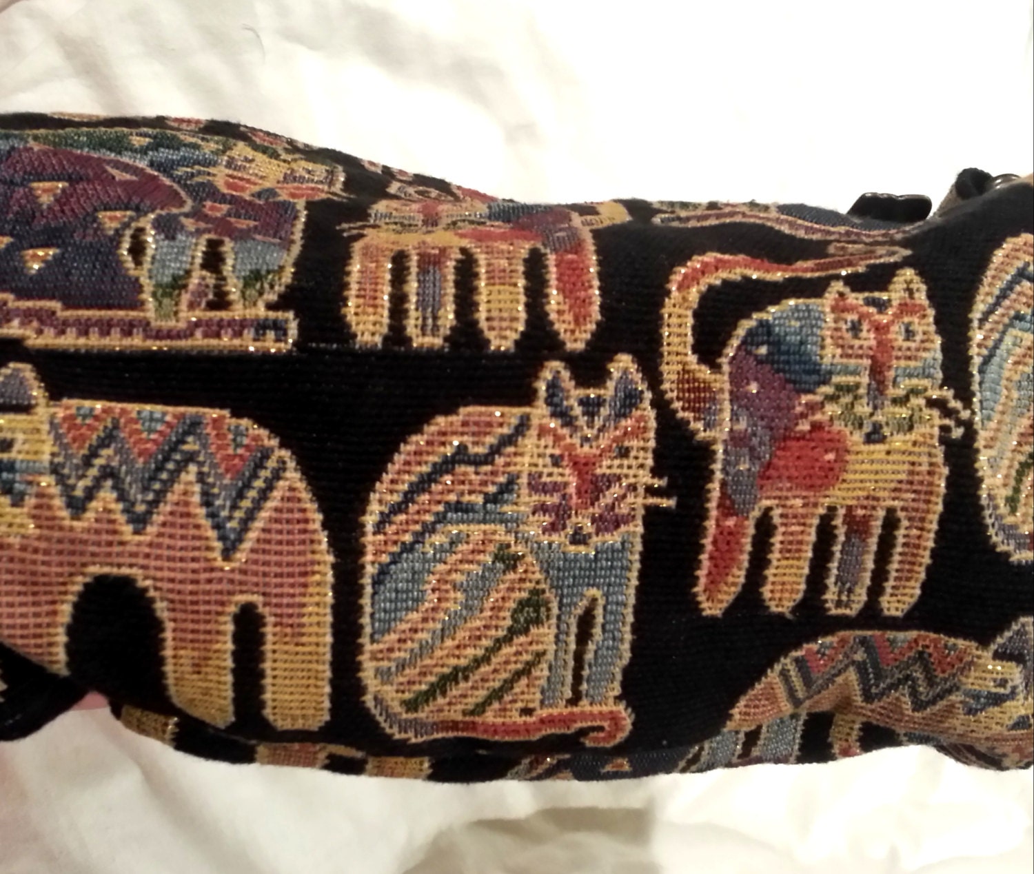 Laural Burch Tapestry Tube Shaped Cat Purse - Vintage