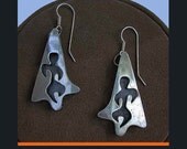 Shadow Dancing-Modernist Sterling Silver Figural Earrings,1950s,Free US Shipping,Vintage Jewelry,Women