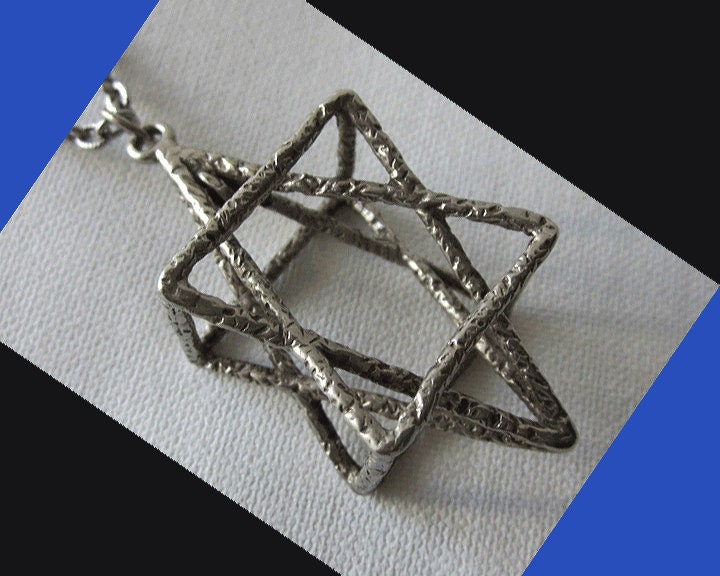 Large Modernist Star of David Brutalist Box Construction,Sterling Silver,Magen David,Judaica,Vintage Jewelry,Unisex