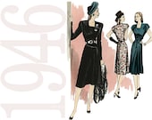 40s Dress Vintage Pattern Reprint - B5281 - Butterick 5281 - Uncut, Factory Folds - 1940s Vintage Dress Pattern