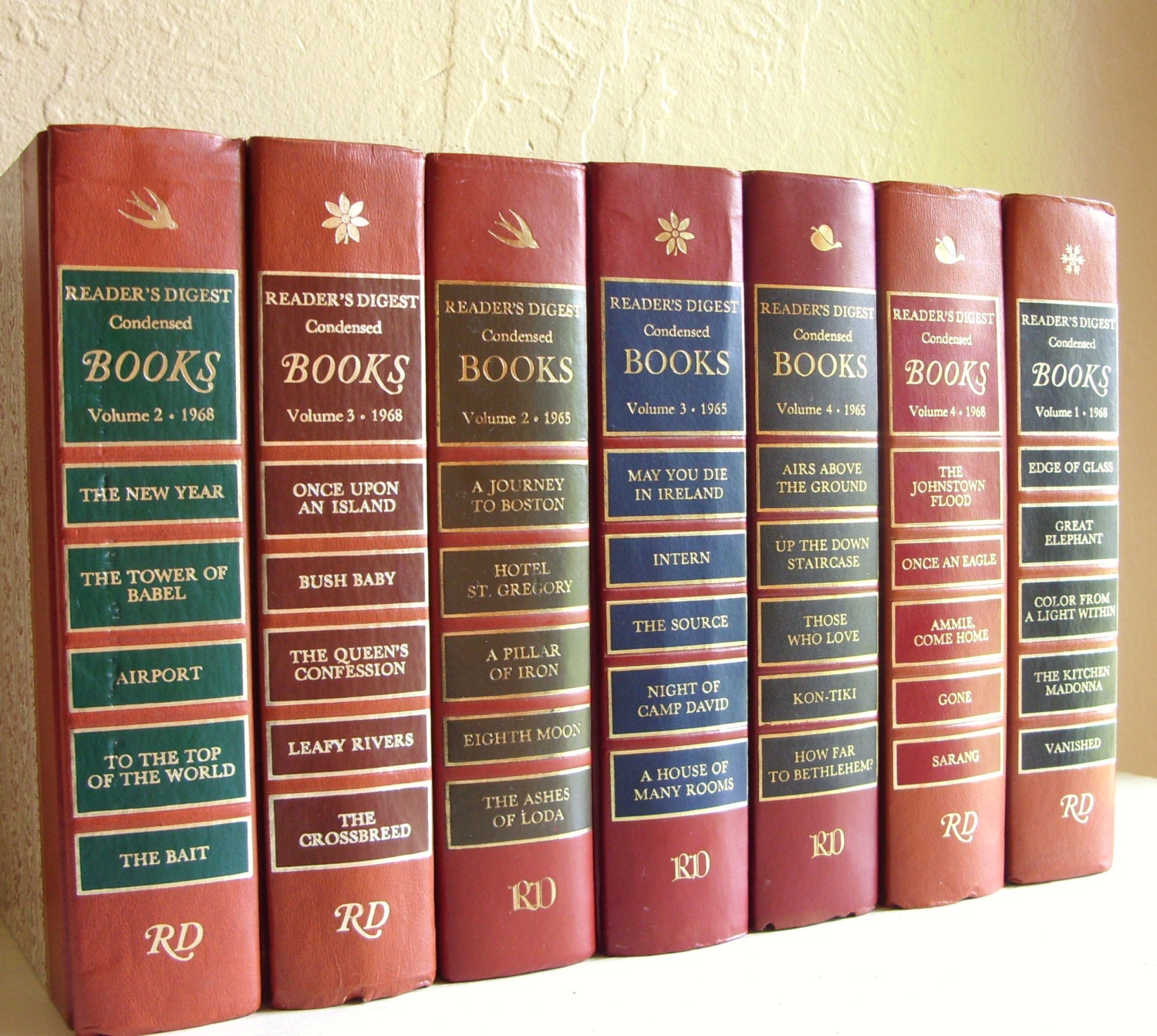 Large Set of Vintage Books for Home Decor in Rich Colors Mid-Century 1960s