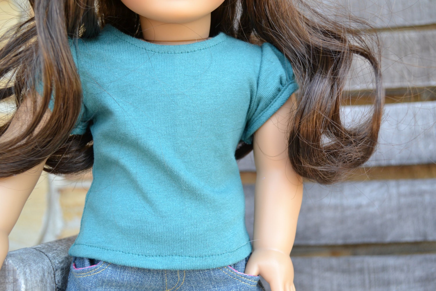 American Girl Doll Clothes - Teal Puffed Sleeved T-shirt