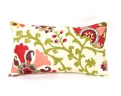 Cherry Blossom Suzani Linen Pillow Cover 12" by 20" -  PINK LINEN PILLOW