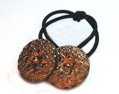 Ponytail Holder Hair Accessory - Golden Vintage Buttons