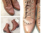 Vintage, Riding, Boots, Brown, Leather, Size, 7, 6 1/2, 6.5, Equestrian, Pixie, Granny, Cowboy, Cowgirl, Western, ARTpool, Marina, Williams,