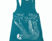 Womens SLOTH 2 (Live Slow)  american apparel Tri-Blend Racerback Tank Top S M L (8 Color Options)