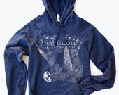 Unisex - SLOTH 2  (Live Slow) - Flex Fleece Pullover Classic Hoody Sweatshirt  - American apparel (2 Color Options)