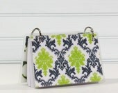 3 x 5 Index Card or Note Card Binder, Green and Grey Damask