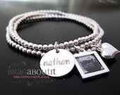 Hand Stamped Jewelry - Charm Bracelets - Personalized Sterling Silver Beaded Bracelet - Set Of Three - Forever Love