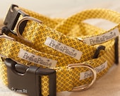 Dog Collar: Yellow and Black Polka Dot Dog Collar