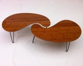 Nesting Kidney Bean Coffee Tables - Mid-Century Modern - Atomic Era Design In Bamboo - Comes in Pair of Two