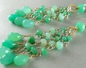 Chrysoprase and Mixed Metal Dangle Earrings.