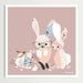 Pink Bunny Print Girls Nursery Room - 'Bunny Business'