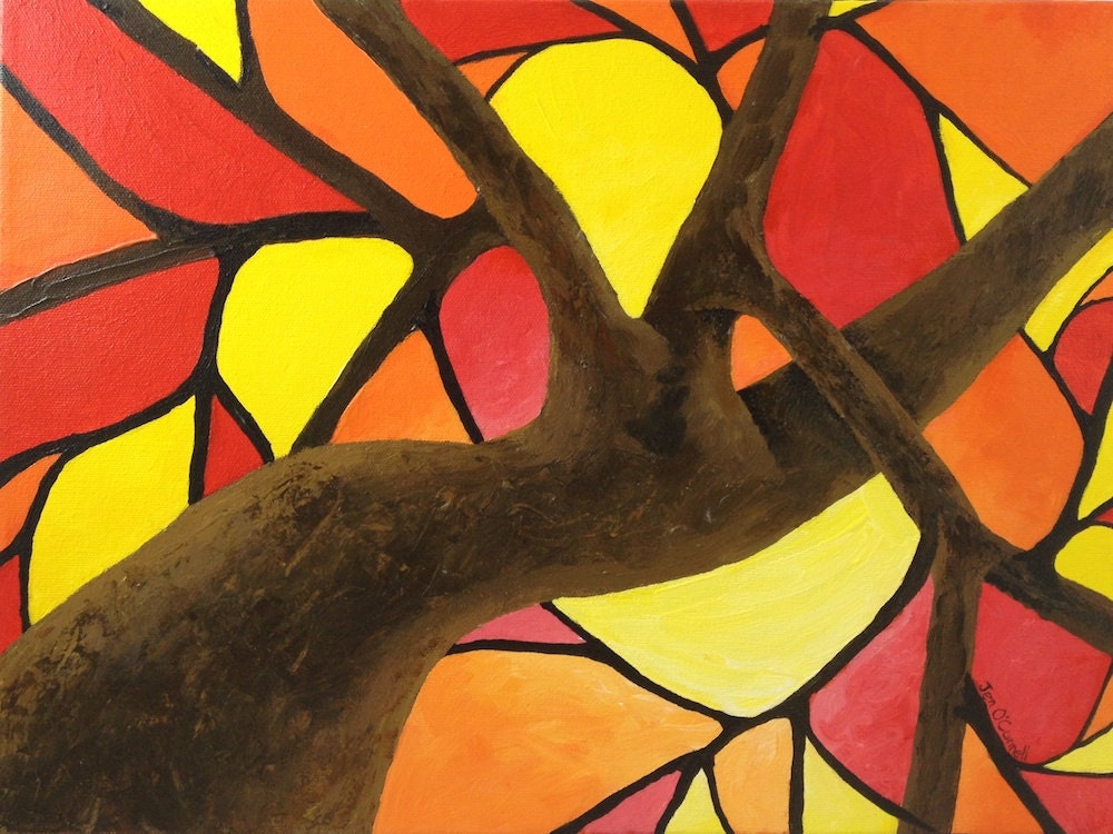 Stained Glass Tree -Original Acrylic Painting