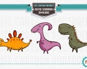 Instant Download - Peg Legged Dinosaurs - Funny Cute Digital Clip Art Collage Sheet