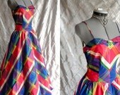 Formal Maxi Dress // 50s Dress // 40s Dress // Vintage 40s 50s Plaid Taffeta Party Dress by Party Lines Emma Domb Size M