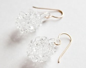 Glass Cluster Ball Earrings - Clear