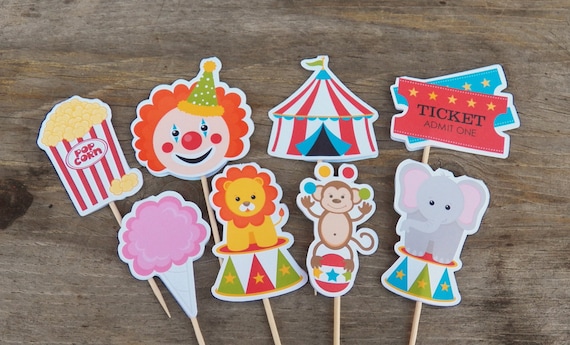 Circus Party - Set of 24 Assorted Big Top Circus Cupcake Toppers by The Birthday House Il_570xn